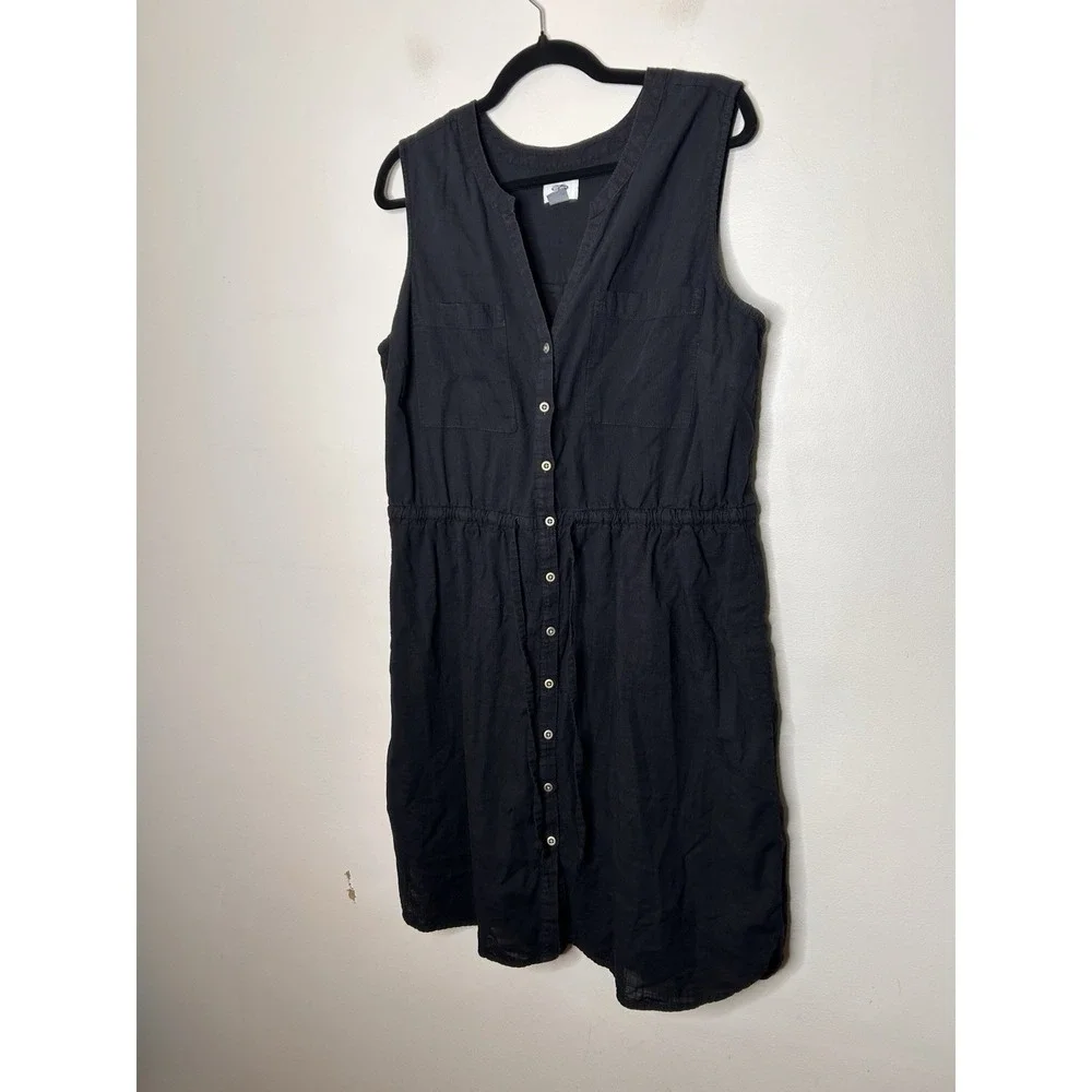 Old Navy Black Washed Linen Blend Sleeveless Summer Dress Size XL